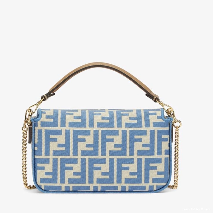 Cheap Blue Bag Baguette Fendi In Motif Fabric Mini FF 0820